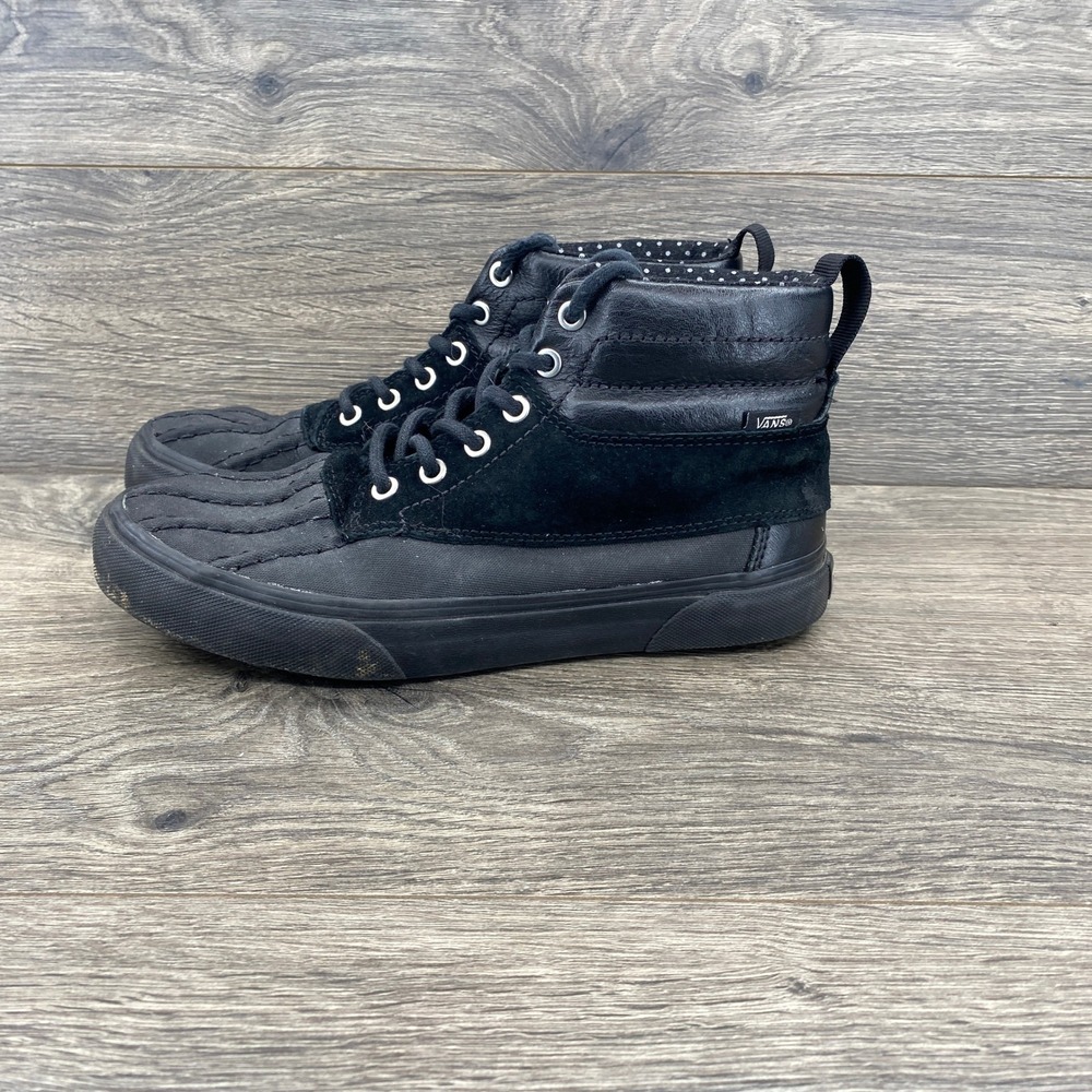 Vans Sk8-Hi Del Pato MTE Shoes Womens 8 Black Leather Suede Duck Boots High Top